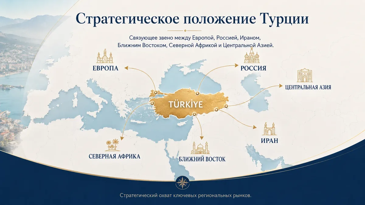 Стратегическое положение Турции между Европой, Россией, Ираном, Ближним Востоком, Северной Африкой и Центральной Азией